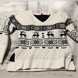 Betsey Johnson Chenille Cream Black Fair Isle Sweater